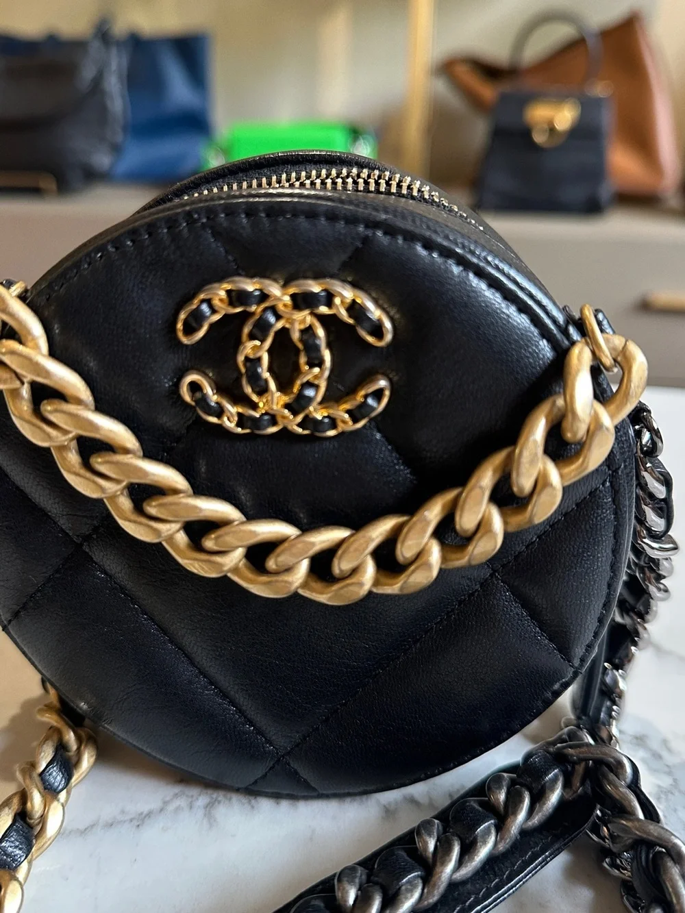 CHANEL 19 Round Mini Crossbody Bag